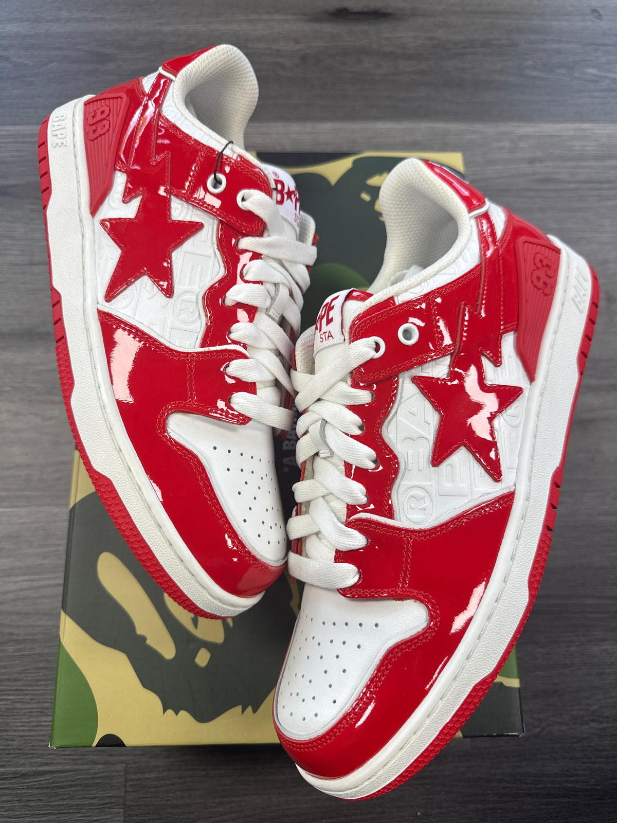 BAPE SK8 STA Red/White Patent - size 9.5