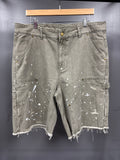 Lost Gallery Double Knee Jean Shorts Olive - size xl