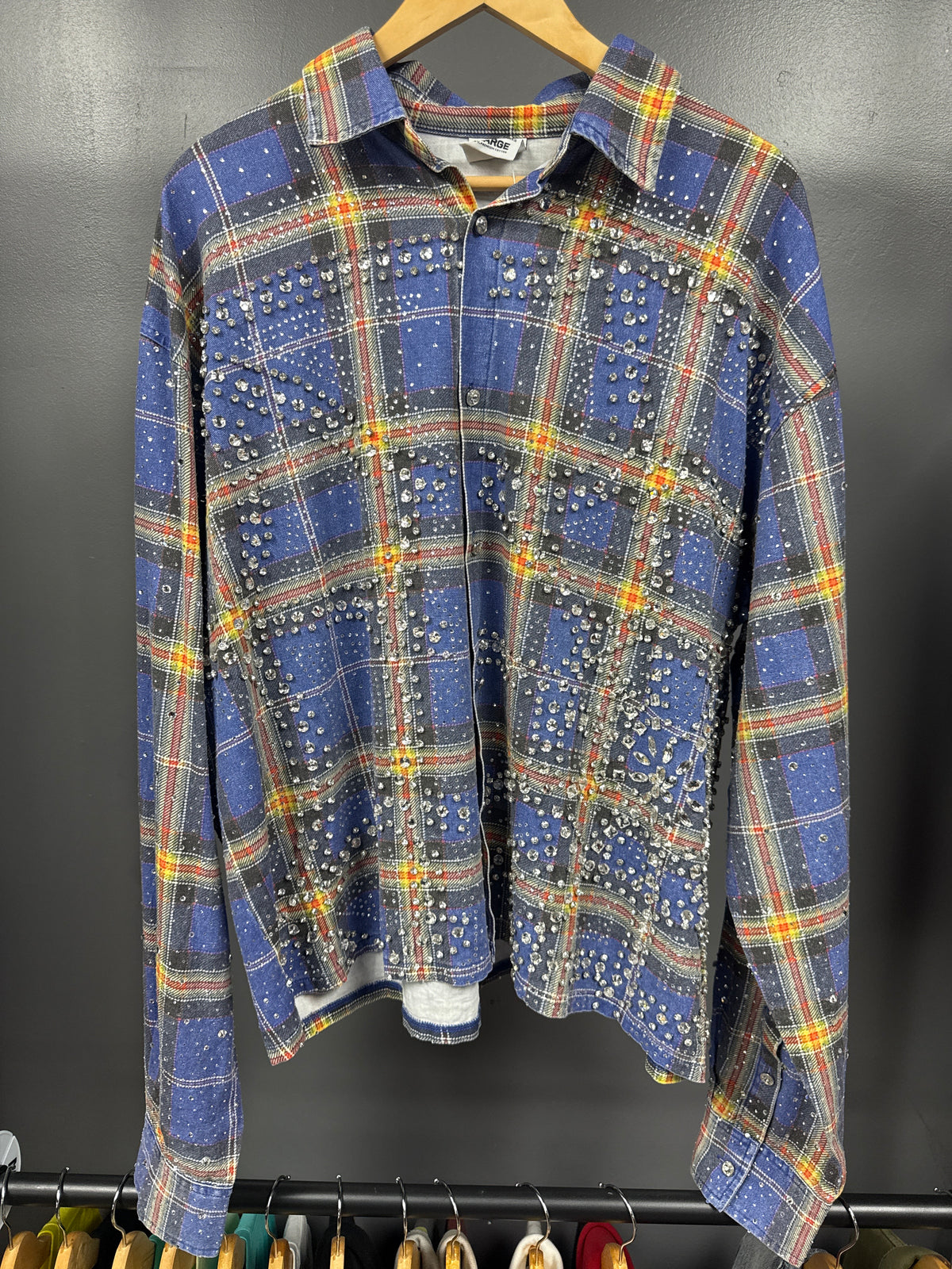 Vale Blue Rhinestone Flannel - size xl