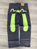 Vintage Evisu Green Daicock Logo Jeans