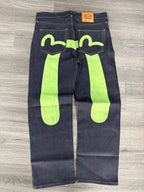 Vintage Evisu Green Daicock Logo Jeans