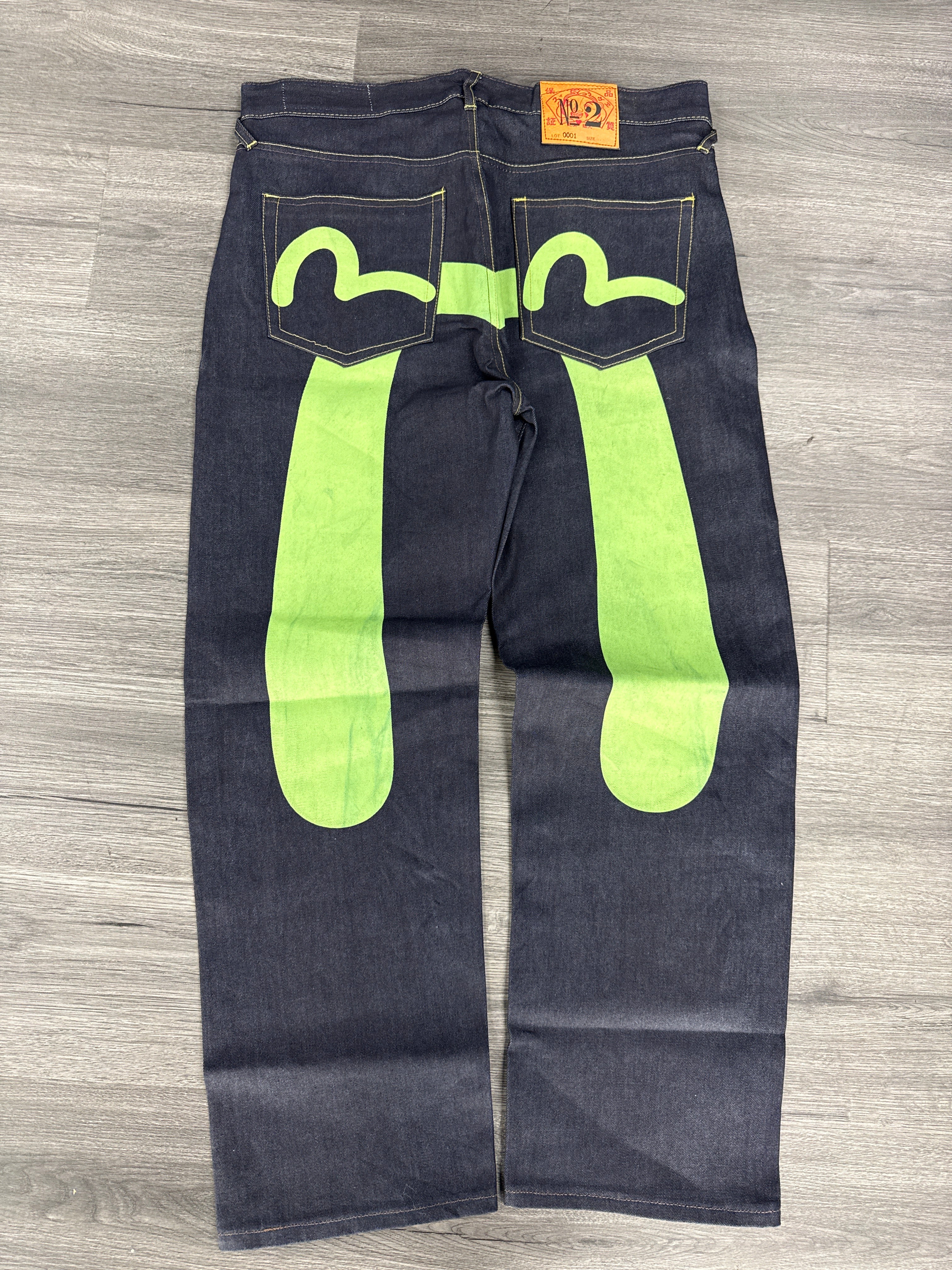 Vintage Evisu Green Daicock Logo Jeans