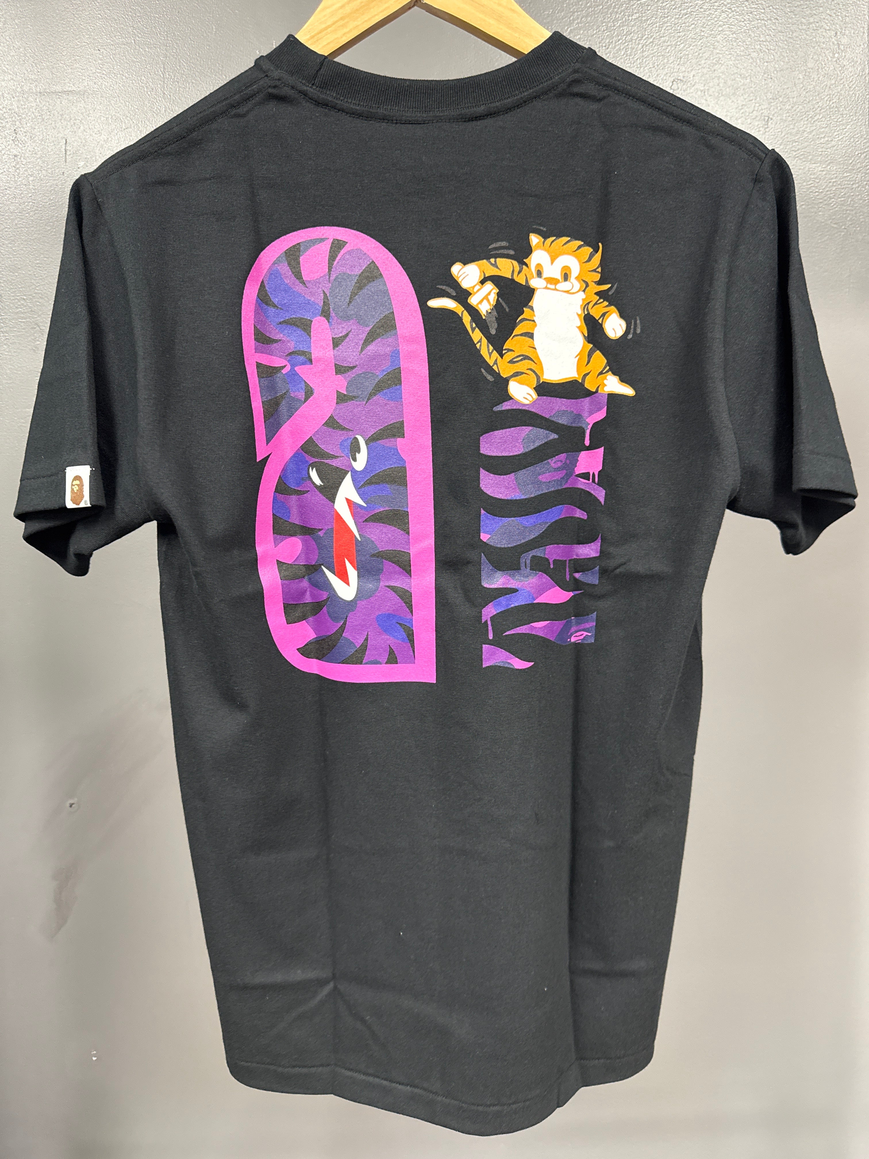 BAPE Camo Shark Tiger Tee Black/Purple - size s