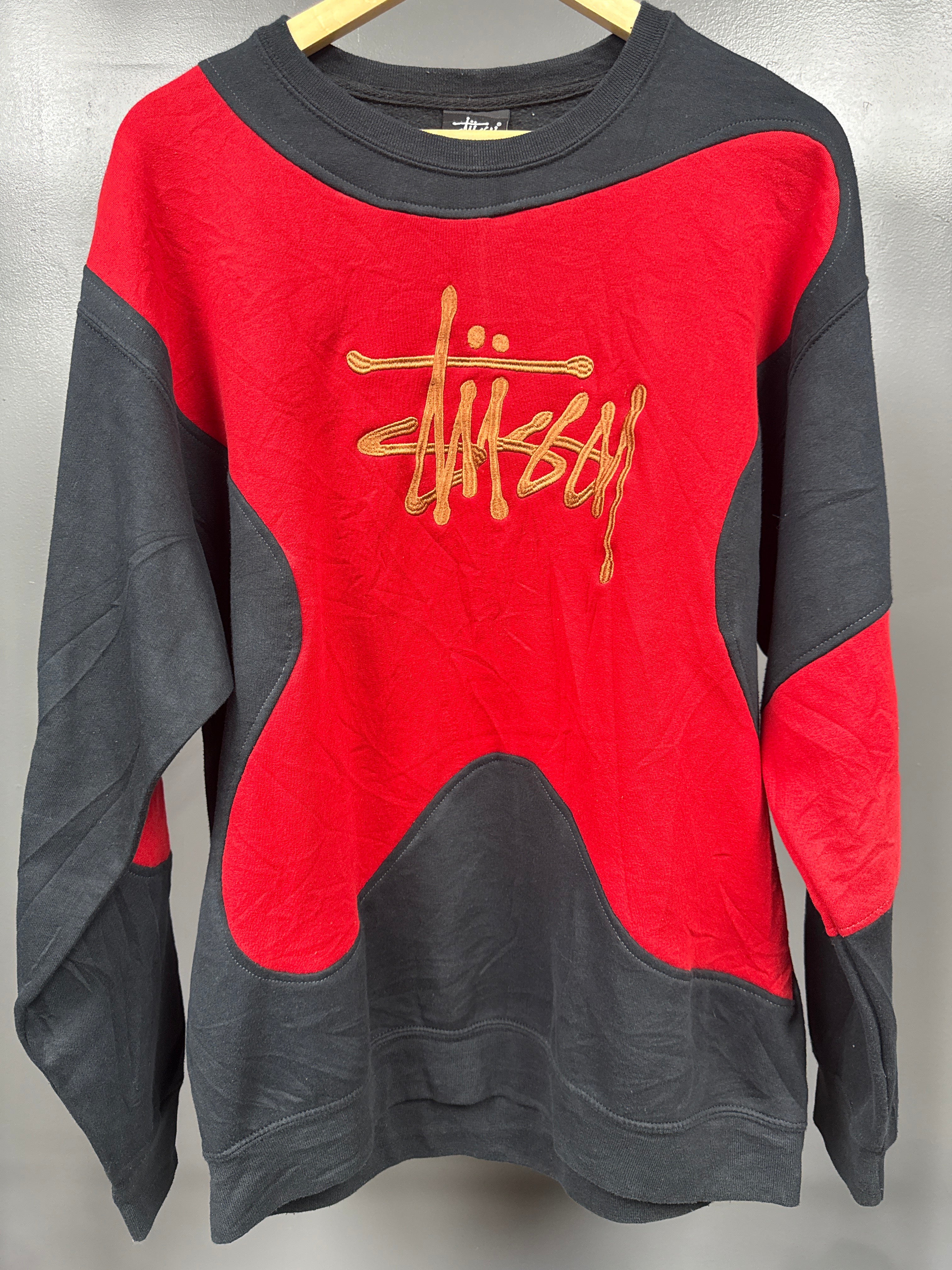 Stussy Reworked Crewneck Black/Red - size m