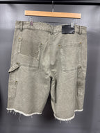 Lost Gallery Double Knee Jean Shorts Olive - size xl
