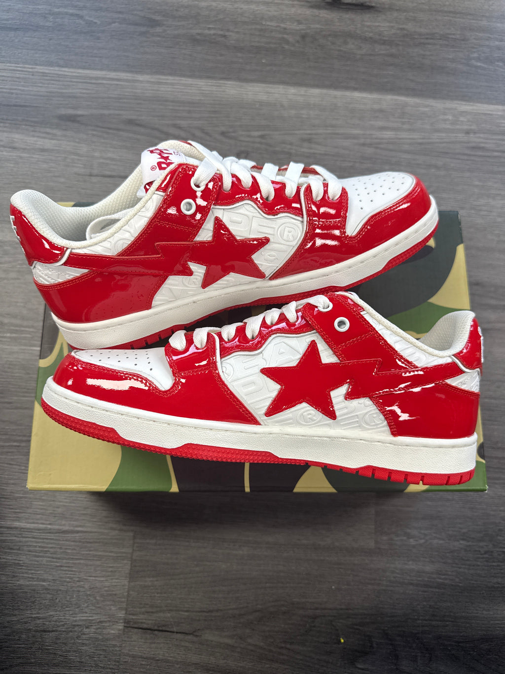 BAPE SK8 STA Red/White Patent - size 9.5