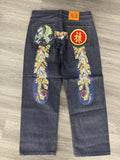 Vintage Evisu Daicock Navy Peacock Print - size 36