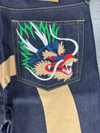 Vintage Evisu Brown Daicock Dragon Patch Jeans
