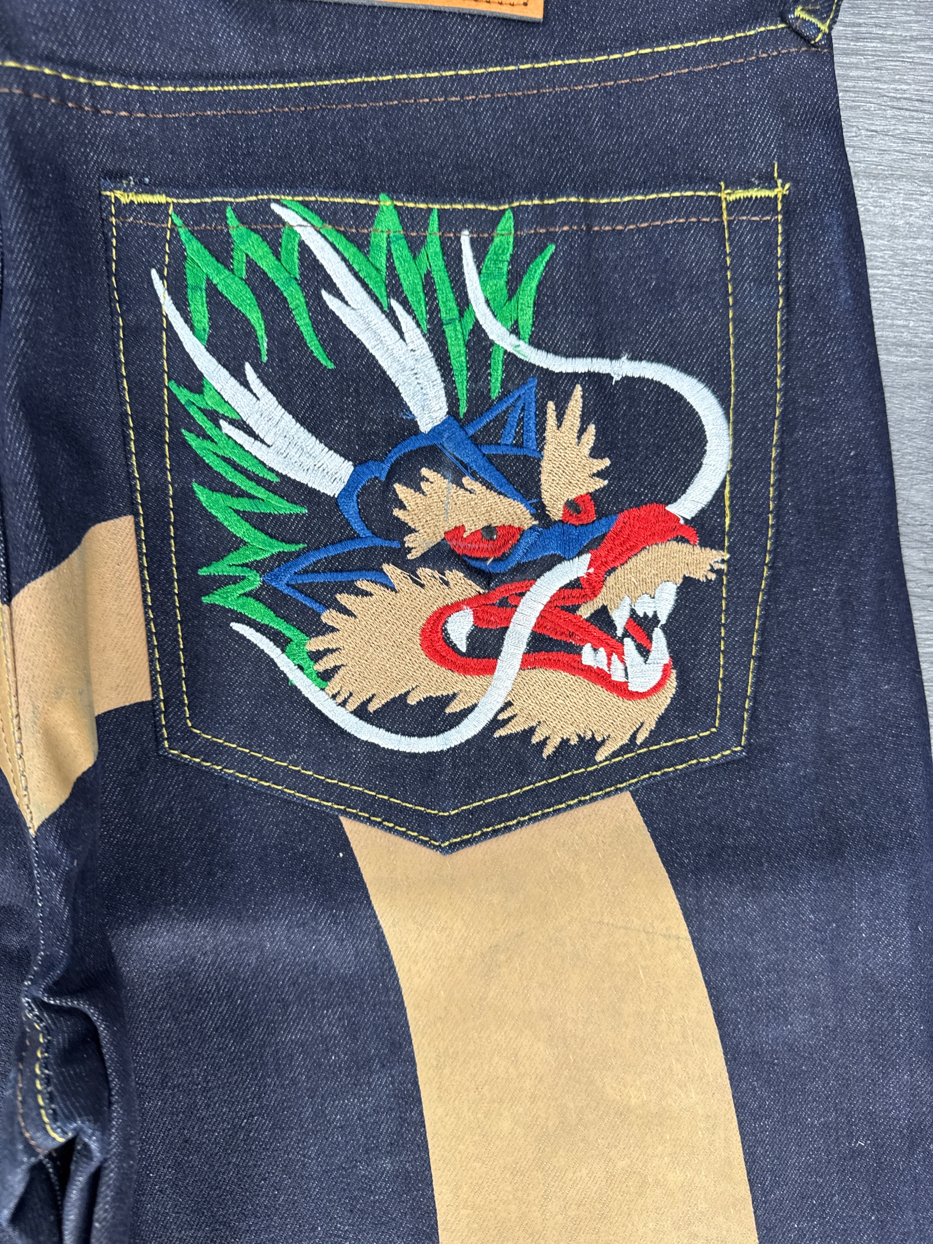 Vintage Evisu Brown Daicock Dragon Patch Jeans