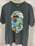 BAPE Plaid Ape Head Tee - size L