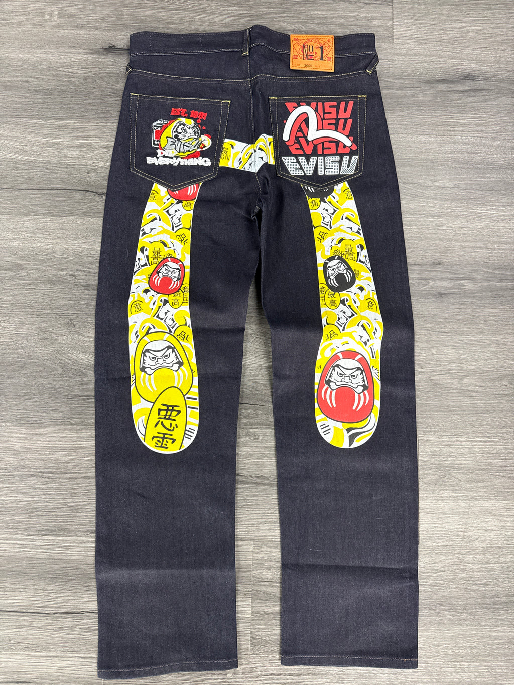 Vintage Evisu Daicock Yellow/White Print Jeans - size 30