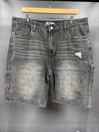 Plus One Double Knee Jean Shorts Black - size 38