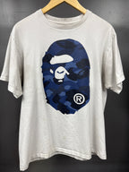 BAPE Camo Ape Head Tee White/Navy - size m