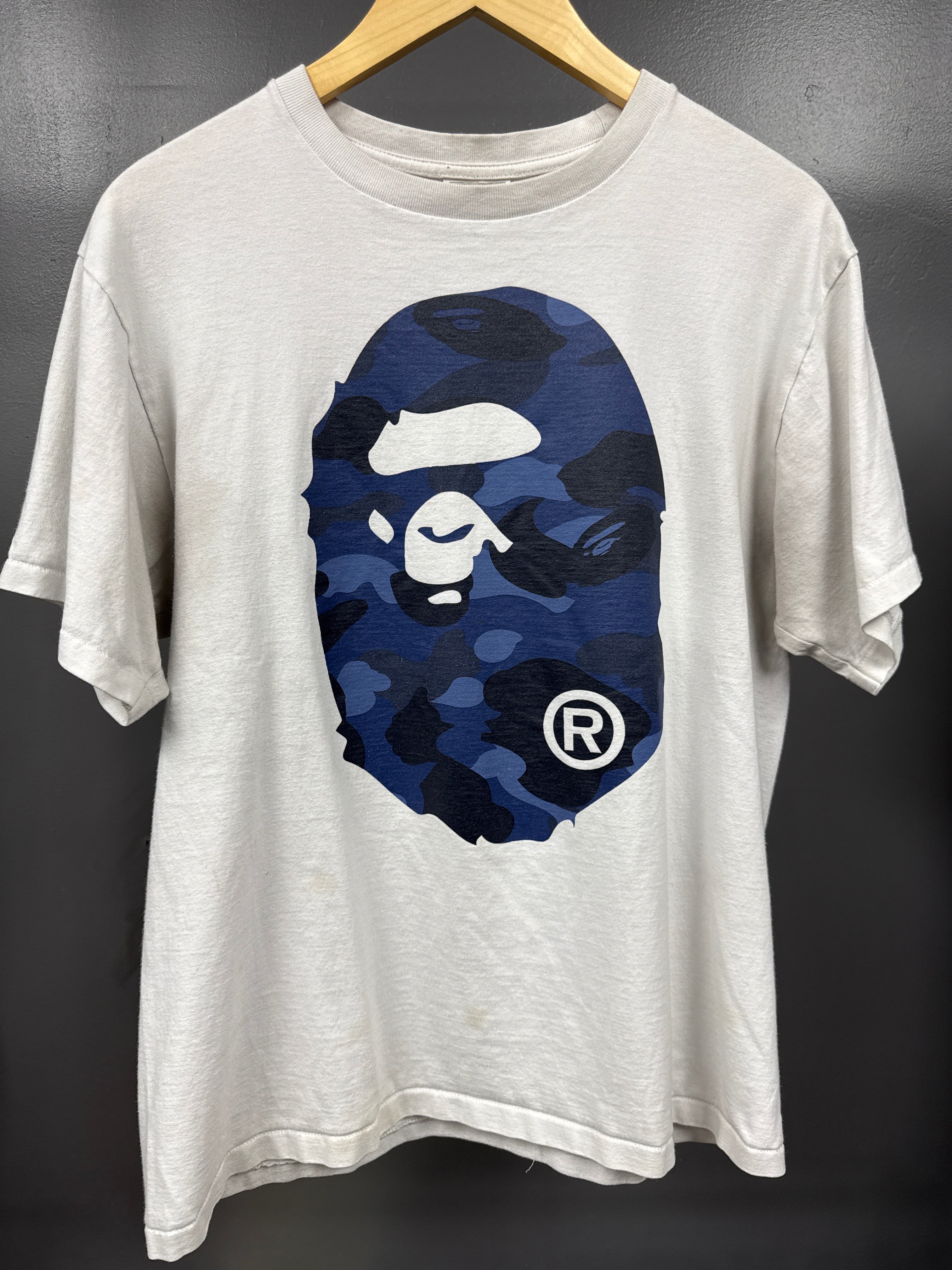 BAPE Camo Ape Head Tee White/Navy - size m