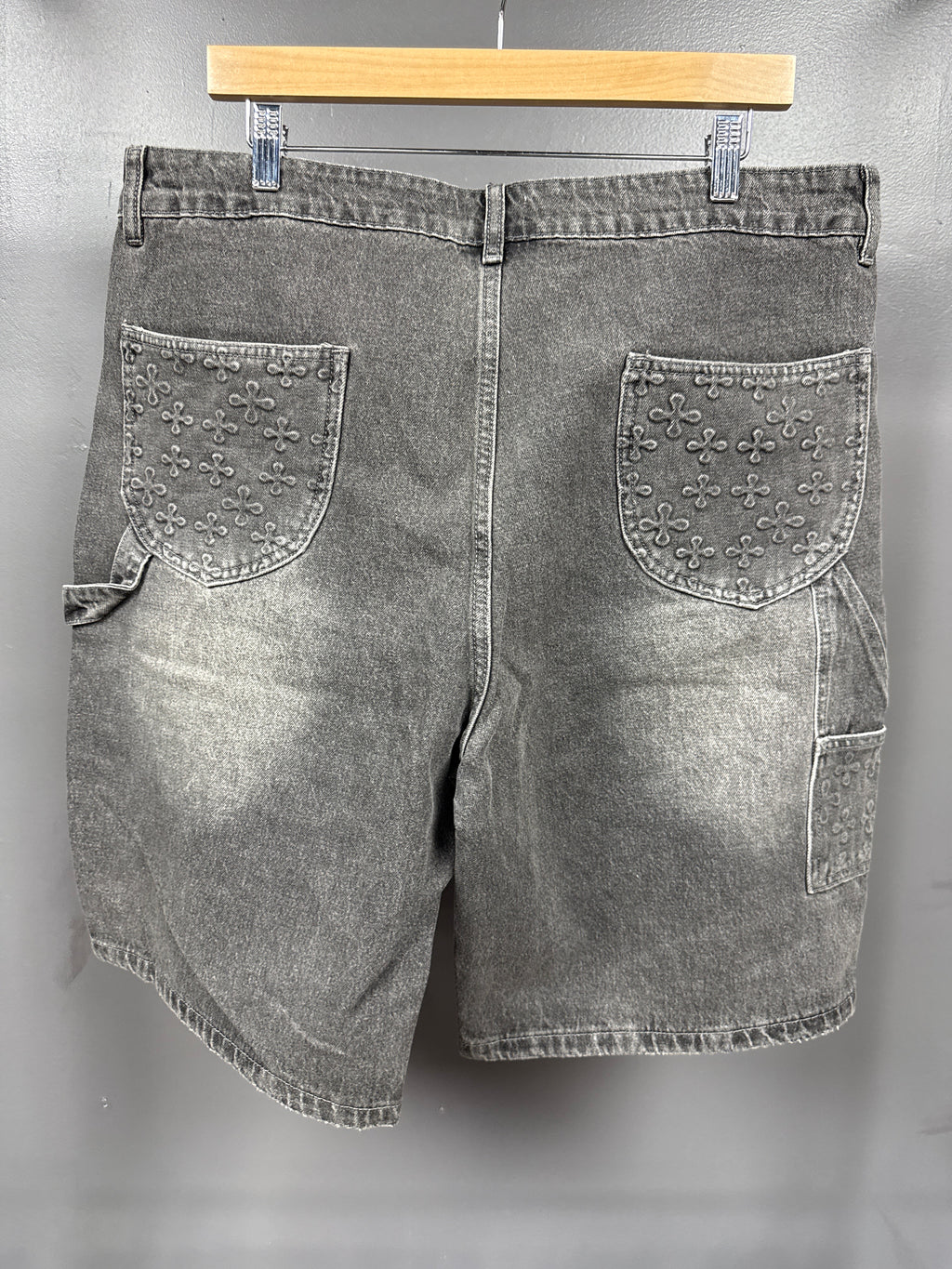 Plus One Double Knee Jean Shorts Black - size 38