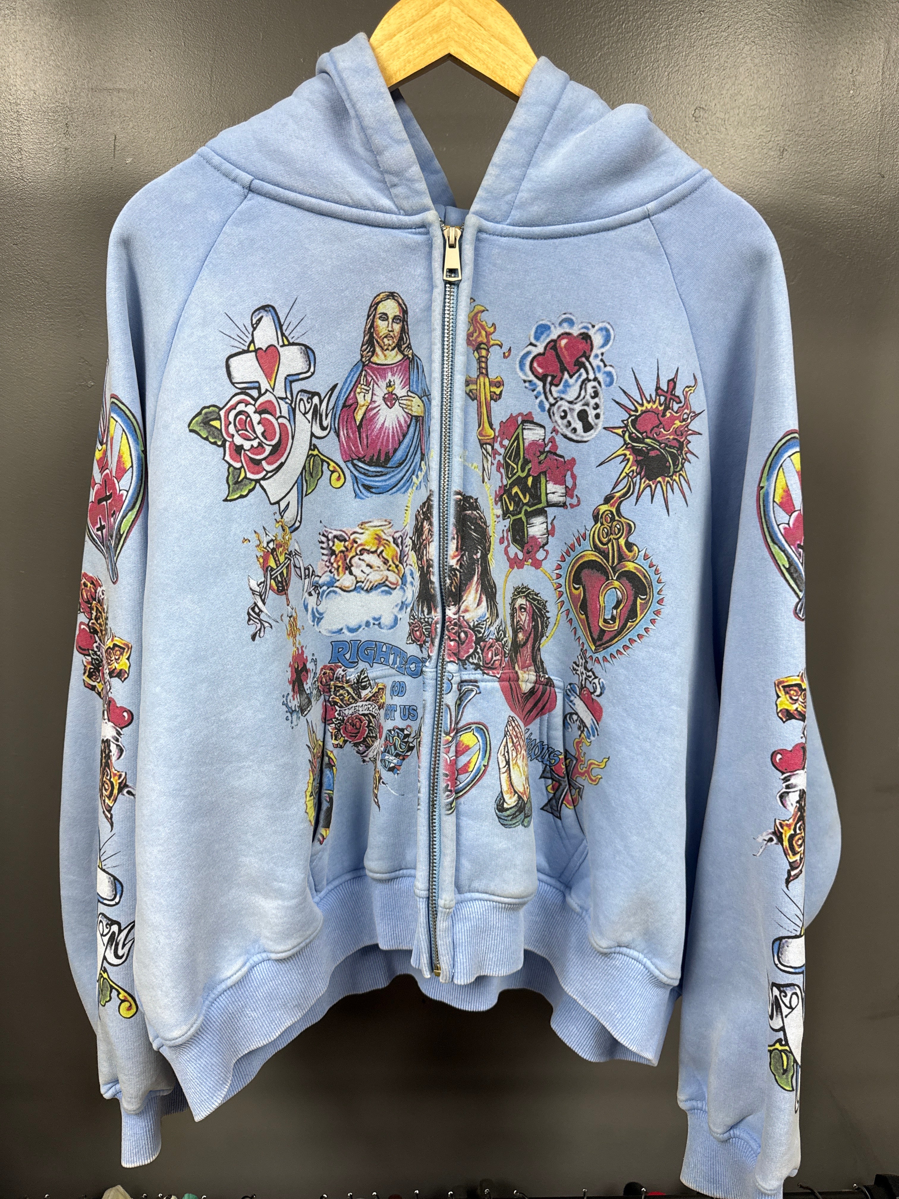 Righteous All Over Zip Up Powder Blue - size l
