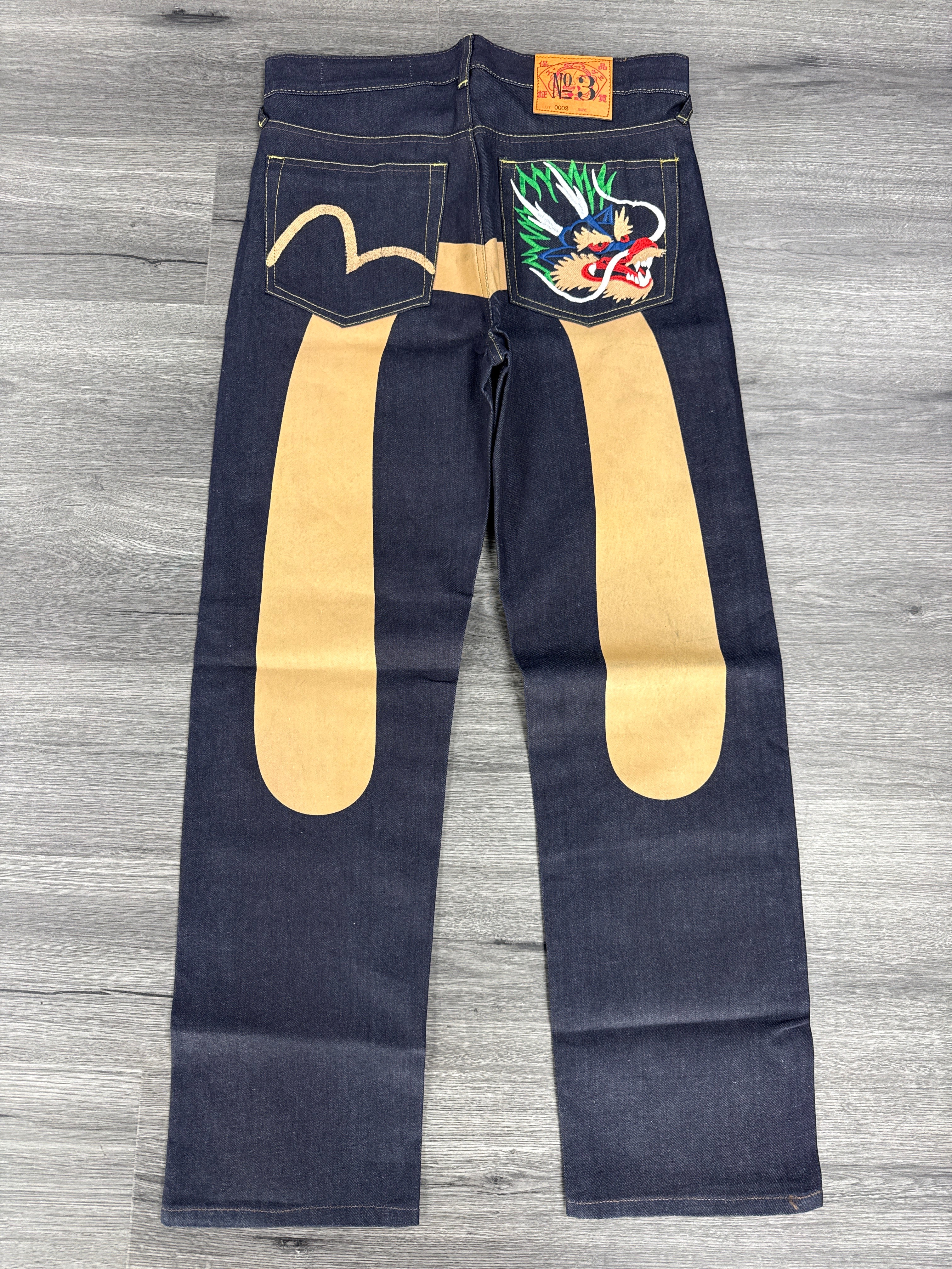 Vintage Evisu Brown Daicock Dragon Patch Jeans