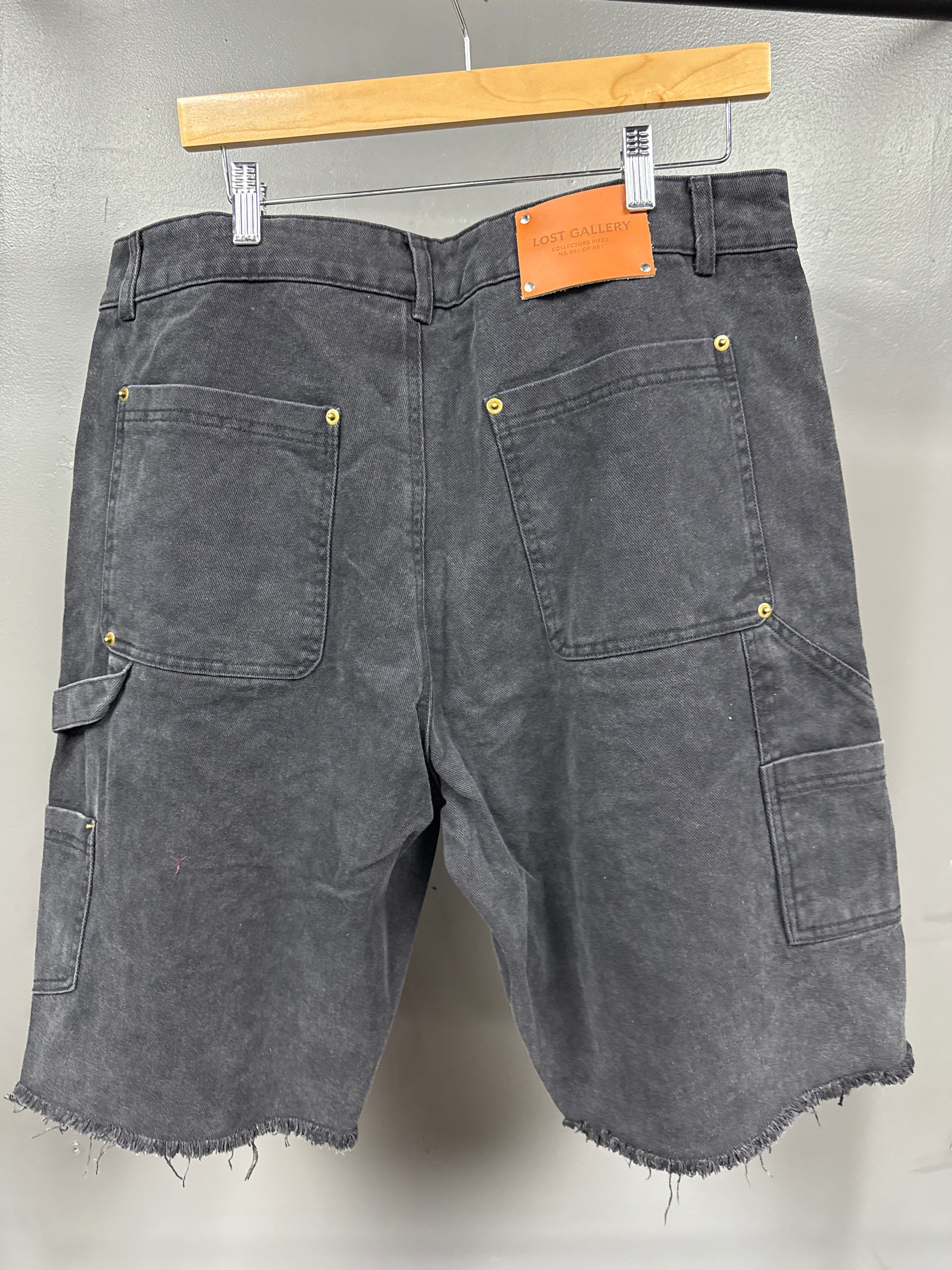 Lost Gallery Double Knee Jean Shorts Black - size xl