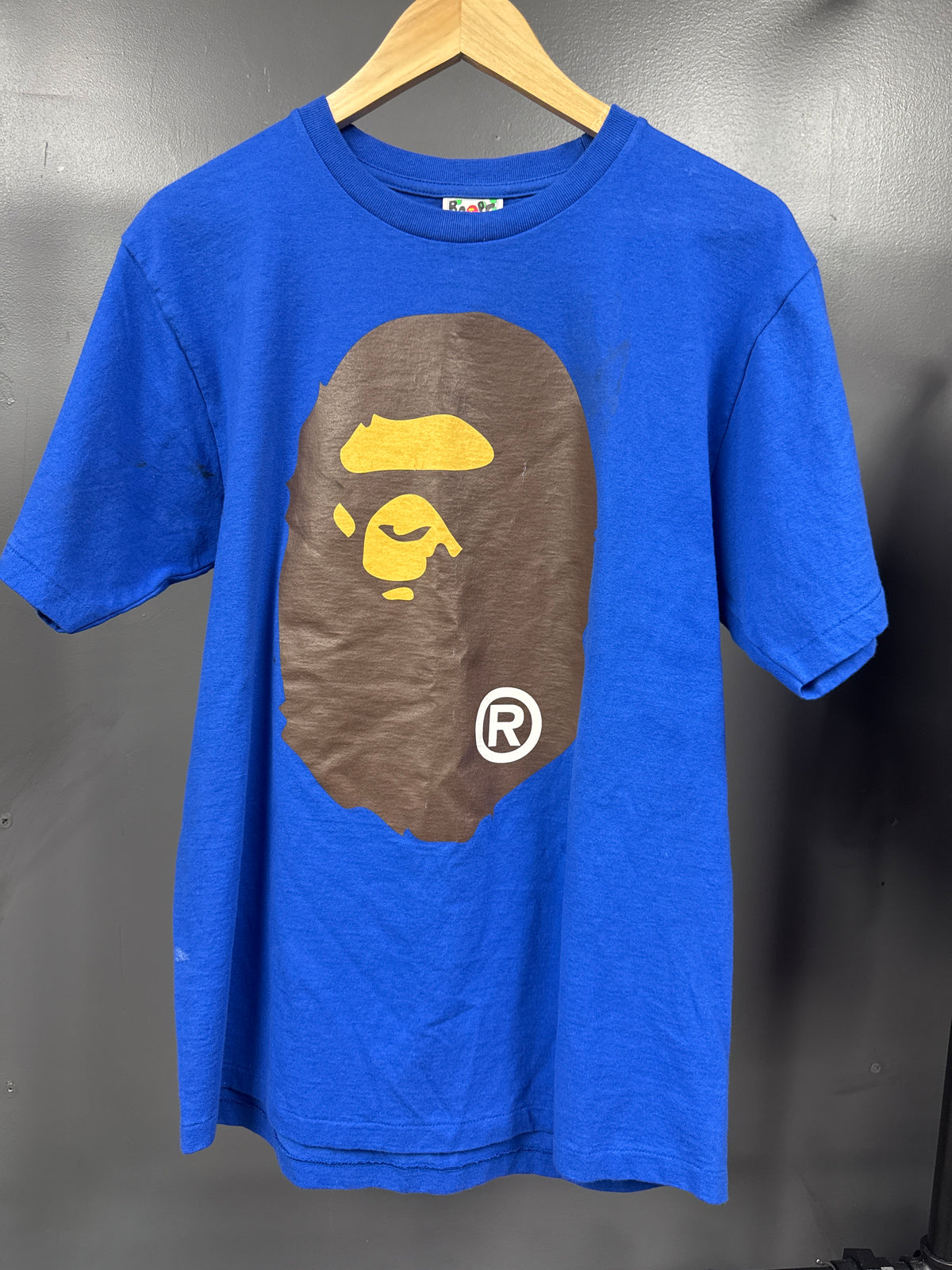 BAPE Blue Big Head Tee - size l