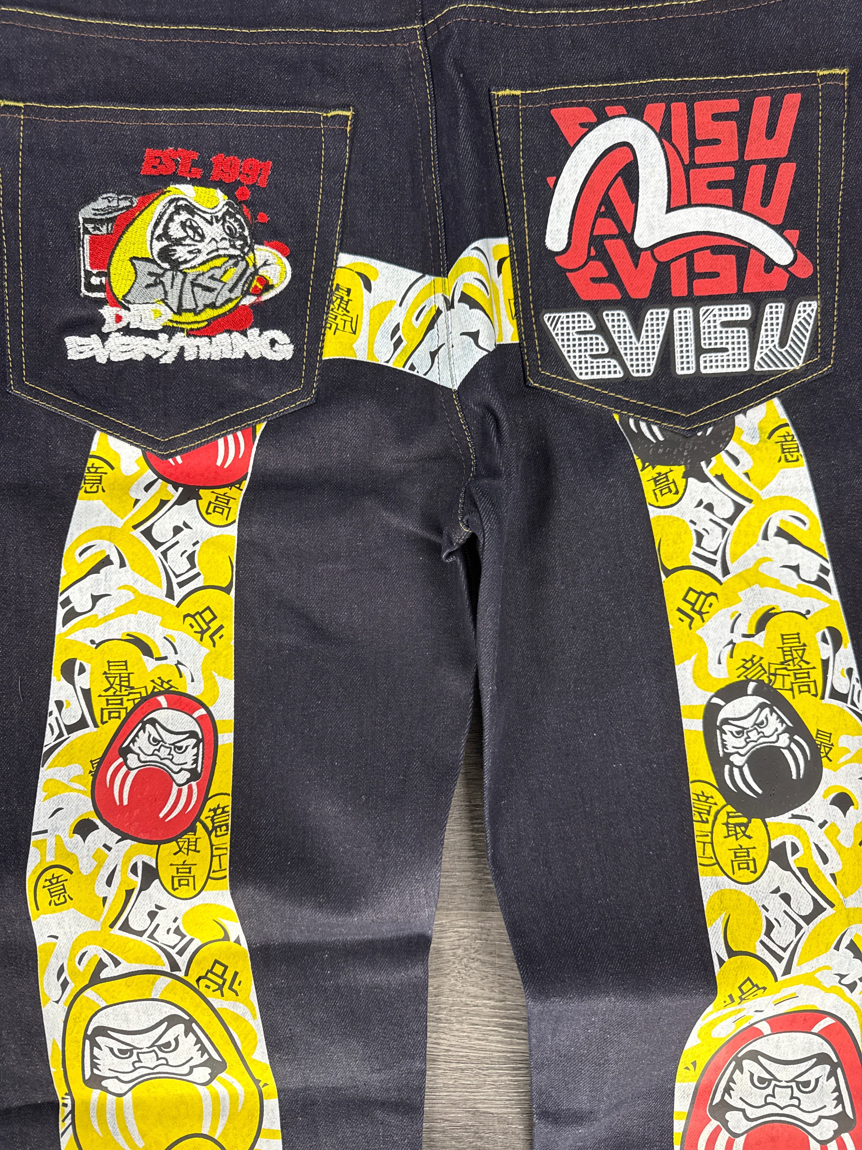 Vintage Evisu Daicock Yellow/White Print Jeans - size 30