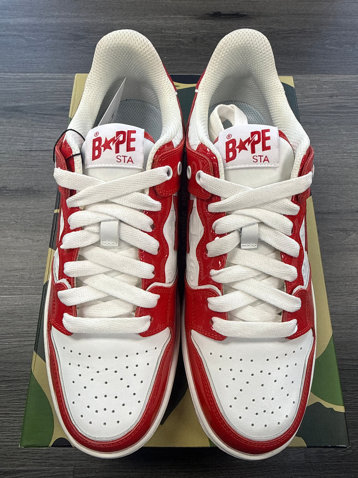 BAPE SK8 STA Red/White Patent - size 9.5