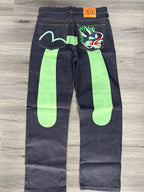 Vintage Evisu Green Daicock Dragon Patch Jeans - size 32