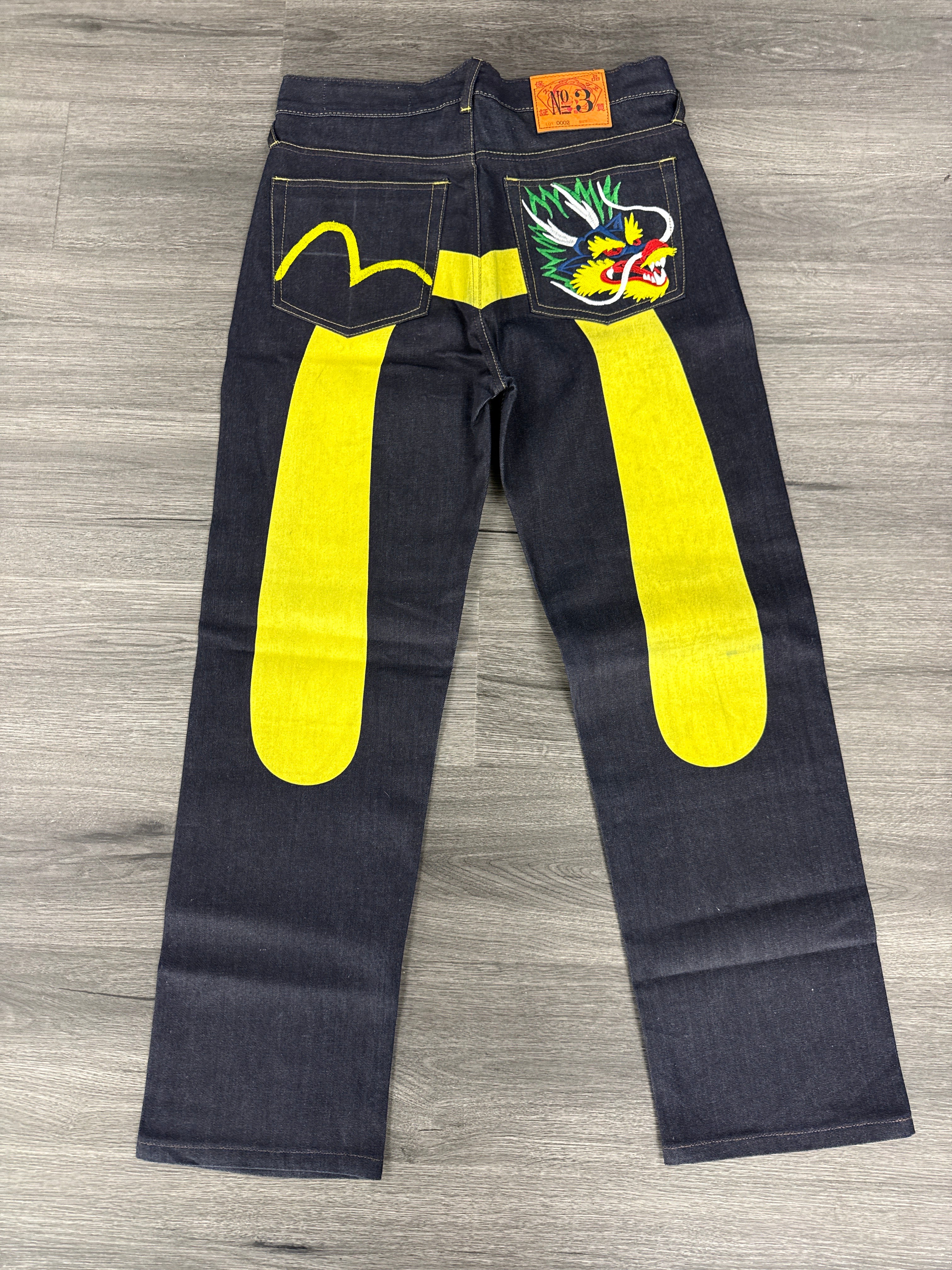 Vintage Evisu Daicock Yellow/Dragon - size 32